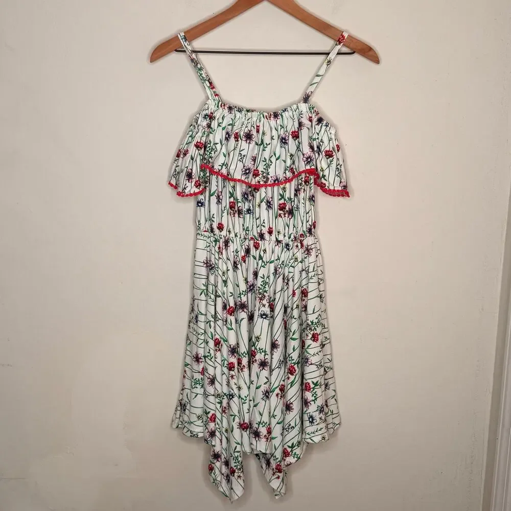 BCBGirls‎ Floral Handkerchief Dress Girls L 14/16 Boho Cottagecore Spring